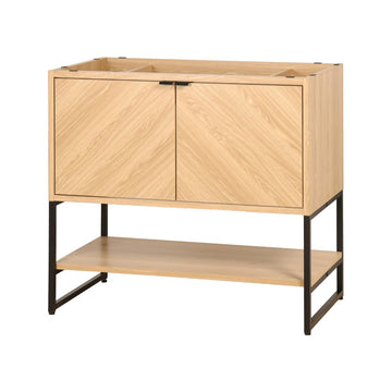 Juhl Chevron-Front Modern Minimalist 2-Shelf Bath Vanity Cabinet Only (Sink Basin Not Included)
